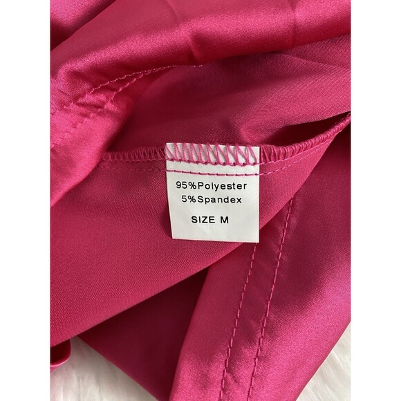 Ouslee Women Cami Tank Top Hot Pink Size M Satin Sleeveless Lose Fit Fuchsia - Picture 6 of 13